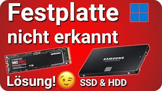 Festplatte wird nicht erkannt SSD wird nicht angezeigt [upl. by Enneirda305]