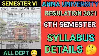 Anna University 6th Semester Syllabus Details ✅  Engineering 6th Sem Syllabus 💯 Regulation 2021AU [upl. by Nnaylime]