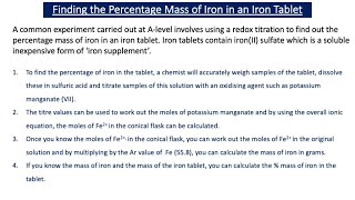 More About Redox Titrations A2 Chemistry [upl. by Nilrak]