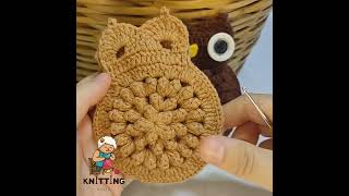 🦉Making a knitted crocheted owl coin purse 💵 [upl. by Hgeilhsa]