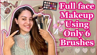 Only 6 makeup brushes you need as a beginner  Full face makeup using 6 brushes😍 Kp styles [upl. by Sukin365]