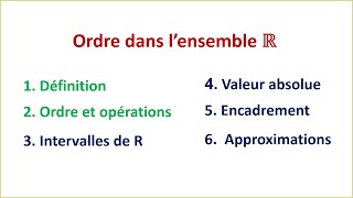 Ordre et opérations ► Ordre dans lensemble R TRONC COMMUN SCIENTIFIQUE ET TECHNOLOGIQUE  PARTIE 1 [upl. by Merwin]