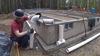 Building a new house drain piping installation around foundation [upl. by Mauri]