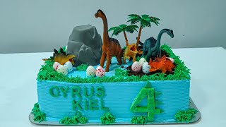 Dinosaur Themed Cake  Sheet cake decorating [upl. by Phedra]