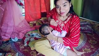 laddu ko naya churidar pahenke feed karwai  New Indian Breastfeeding Video Vlogs  Village Bhabhi [upl. by Auohc]