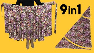 Cut in 5 Minutes Wear in 9 Different Styles As blouse dress Very Easy Wrap Skirt Sewing [upl. by Hecklau]