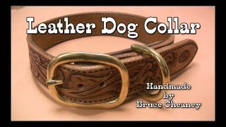 Leather dog collar custom made hand tooled with antique finish [upl. by Orelle777]