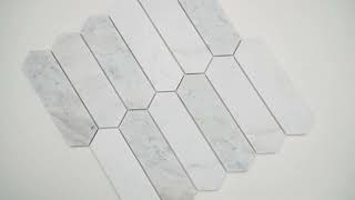 Arabescato Venato White Picket 1173X12 Honed Marble Mosaic Tile [upl. by Ennazor727]