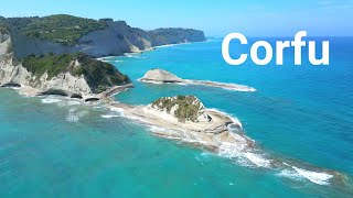 Corfu drone Sidari Porto Timoni Cape Drastis Kassiopi Paleokastritsa Antinioti Angelokastro [upl. by Drofnats]