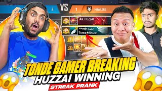 Tonde Gamer Breaking Rank Winning streak Of Huzzai Prank Gone Wrong  Garena Free Fire Max [upl. by Hilde]