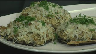 Back to the Table with Chef Bud Crab Stuffed Portabella Mushroom 3 [upl. by Lyontine]