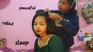 Asmr relaxing hair massage and hair designing💆‍♀️😌 asmr asmrhairplay [upl. by Pillihp881]