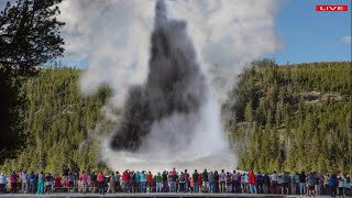 Horrible todayYellowstone geysers 2nd eruption was horrific spewing decadesold trash in eruption [upl. by Ahsasal]