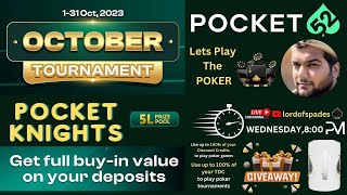 POCKET52 POKER  POCKET KNIGHTS 5L GTD  FREE TDC AND COFEE MUG GIVEAWAY  RAHUL ARORA [upl. by Zela]