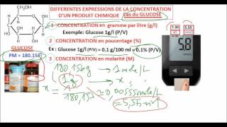 Concentration du glucose calcul Conversion gL en mmolL [upl. by Eeladnerb950]