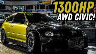 1300HP AWD Turbo K20 Civic This Honda runs 7s [upl. by Sirovat673]