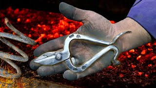 Blacksmithing  Turning Rusted Spring into Scissors [upl. by Budwig]