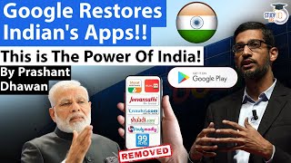 Google Restores Indian Apps This is The Power Of India  By Prashant Dhawan [upl. by Hgielra]