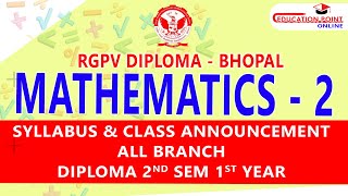 Mathematics 2 M2 RGPV Diploma  Polytechnic 2nd Sem 1st Year for All Branch Syllabus amp Class [upl. by Enytnoel]