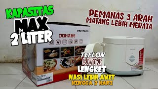 Review Rice Cooker POLYTRON DONABE kapasitas 2Liter Dijamin teflon anti lengket [upl. by Dido]