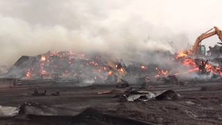 CRIBBED WOOD GRAIN ELEVATOR FIRE GRAIN SALVAGE RECOVERY OPERATION MILLER SD [upl. by Annael]