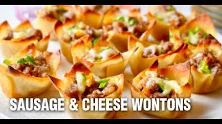 Sausage amp Cheese Wontons Recipe by Swaggertys Farm® [upl. by Yarahs]