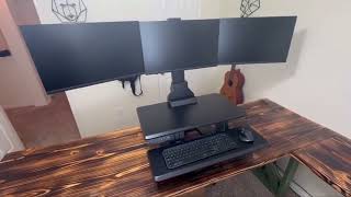 AVLT Triple Monitor Electric Standing Desk Converter GREAT Standing Desk Very Strong [upl. by Packer]