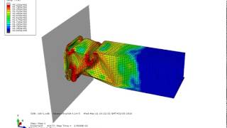 Abaqus explicit CAE crash of welded steel box Mises Stress [upl. by Drwde]