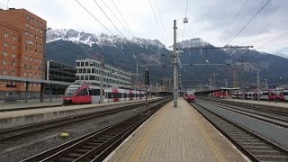 Diverse ÖBB treinenZügetrains op Innsbrück Hbf te Oostenrijk  1 april 2017 [upl. by Clo871]