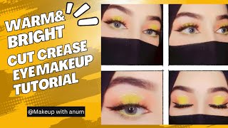 Warm amp Bright Cut Crease Eye Makeup Tutorial Cut Crease Eye makeup step by step for beginners 😍 [upl. by Ardet772]