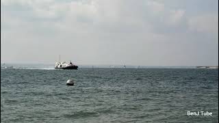 Hover travel Hovercraft arriving in Southsea Portsmouth UK [upl. by Anifesoj]