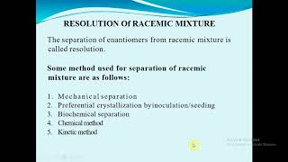 RACEMIC MODIFICATION AND RESOLUTION OF RACEMIC MIXTURE [upl. by Kcarb]