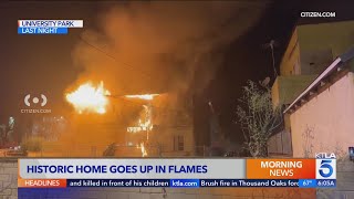 122yearold abandoned Los Angeles home goes up in flames [upl. by Dane553]