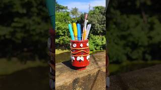 Clay Pen holder 🖌penholder glassdecor diy claycraft craft shorts [upl. by Pegeen544]