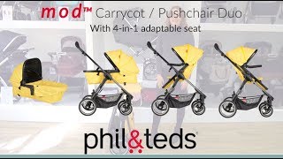 Phil amp Teds MOD Pushchair amp Carrycot Store Demo  Direct2Mum [upl. by Eneri]