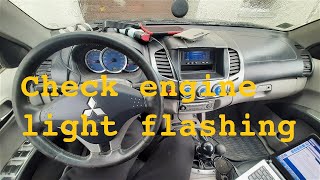 Mitsubishi L200 Check engine light flashing u1101 [upl. by Eisele]