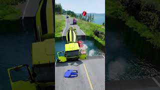 Mixer trucks vs water pit 21  BeamNG drive beamngdrive carsvsstairs carsvsmassivepotholes [upl. by Gregoor]