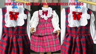 How to Cut amp Sew a Trendy Pinafore Gown with Bishop Collar and Puff Sleeves for Kids [upl. by Payne]