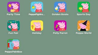 Peppa Pig iPad Peppa Pig Party TimeHappy Mrs ChickenPeppa Pig Golden BootsSports DayPeppaWorld [upl. by Elkin]