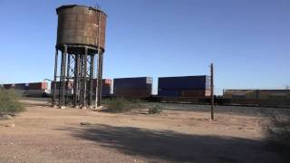 EBD Union Pacific Intermodal train passes Southern Pacific water tower  Aztec AZ 92515 [upl. by Cirda]