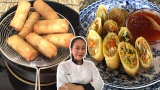 Crispy Vegetable Spring Rolls•Vegetable Roll Recipe • Easy Snacks Recipe  ThaiChef food [upl. by Ramel]