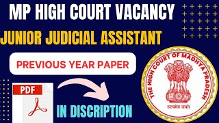 mp High Court jja previous year paper  mphc junior judicial Assistant jobs  jja [upl. by Aisad754]