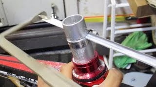 How To Cut A Bike Steerer Tube and Tap Starnut Down  Cheap Hacksaw Method [upl. by Grieve465]