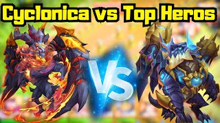 Cyclonica vs Top Heroes  Castle Clash [upl. by Avis]