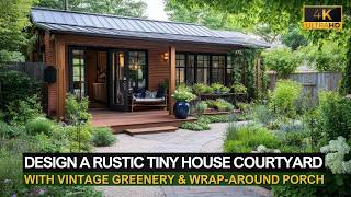 Design a Rustic Tiny House Courtyard with Vintage Greenery amp WrapAround Porch [upl. by Tish]