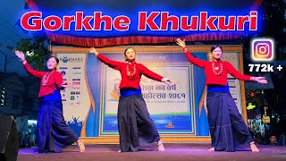 Gorkhe Khukuri Dance at Streetfestival in Pokhara Lakeside during nepali new yet by skdance training [upl. by Nalad]