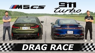 2022 BMW M5 CS vs Porsche 911 Turbo  DRAG amp ROLL RACE  Surprise Contender [upl. by Sink635]