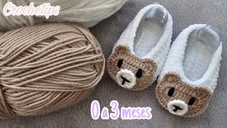 PANTUNFLAS O ZAPATOS DE OSITOS🧸❤️ PARA BEBÉ  CROCHET PRINCIPIANTES [upl. by Rutherford]