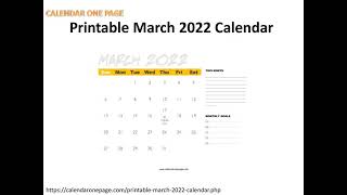 Printable March 2022 Calendar [upl. by Cattan563]