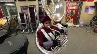 Big sound in a small package  smallsized student plays the sousaphone [upl. by Alekat950]